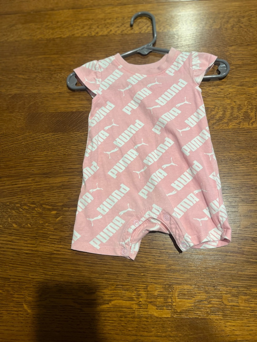 PUMA Infant 0-3M Pink Logo One-Piece Romper Like New
